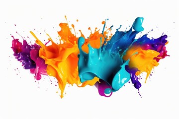 Colored paint splashes isolated on white background. 3d rendering, Colorful paint splashes and blots on a black background, AI Generated