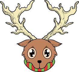 Cute Christmas Deers Vector Set
