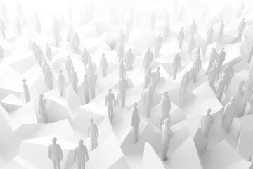 Large group of people in a row with shadows on a white background, Crowd of people on a white background, 3D render illustration, AI Generated - obrazy, fototapety, plakaty