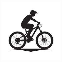 Obraz na płótnie Canvas Cycle Silhouette: City Bike Rental, Bicyclist in Urban Exploration, Sustainable Transportation 