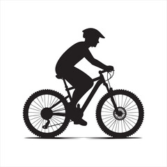 Twilight City Cycling: Bicyclist Silhouette in Urban Dusk Scene, Active Evening Lifestyle - Cycle Silhouette
