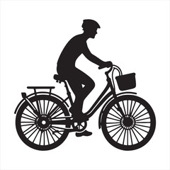 Obraz na płótnie Canvas Commuting in Style: Stylish Bicyclist in Urban Setting, Modern Transportation Silhouette - Cycle Silhouette 