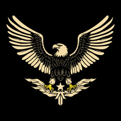 The flying eagle logo illustration, animal phoenix bird logo graphic element, icon design, vector design