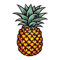 Fototapeta premium Vector pineapple isolated on a white background.