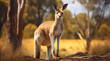 Fotobehang An australian red kangaroo in its natural habitat © Akbar