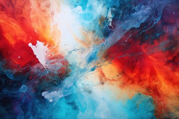 Abstract watercolor background. Multicolored brush strokes on canvas, Colorful abstract background wallpaper featuring a modern motif visual art created with mixtures of oil paint, AI Generated - obrazy, fototapety, plakaty