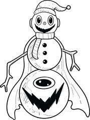 Outline Christmas Monster Snowman Vector Set