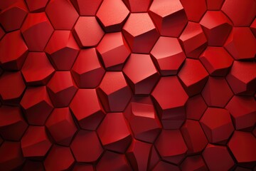 Red hexagon background. 3d rendering, 3d illustration, Display a 3D wall background with red tiles wallpaper, AI Generated