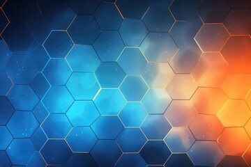 Abstract colorful polygonal background. Low poly style. Illustration, Display a blue-orange gradient digital polygons background, creating a fusion in a network grid, AI Generated