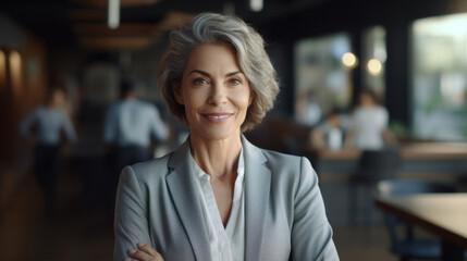 Seo, senior woman in digital marketing thinking of strategy, innovation or solution at office. Ideas, our vision or mature thoughtful manager planning development project proposal