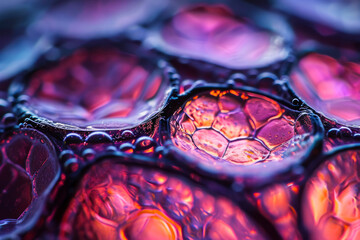 Microscopic plant cells, extreme macro photography showcasing the microscopic details of plant cells, creating a scientific and visually intriguing image with copy space. - obrazy, fototapety, plakaty