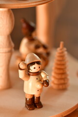 Snowboard Christmas figure in pyramid carousel wooden