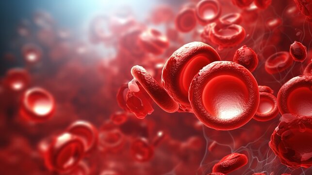 illustration of red blood cells in human blood vessels. generative AI