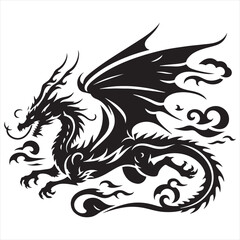 Ethereal Nightfall with the Spectacle of a Dragon's Silhouette in Flight - Silhouette of Flying Dragon
