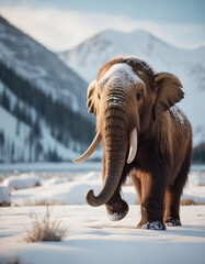 baby mammoth discovery tundra, with little snow