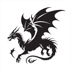 A Night of Wonder: Moonlit Dragon Silhouette, Mystery in Every Wing Beat - Silhouette of Flying Dragon
