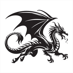 Ethereal Flight: Mystical Dragon in Silhouette Against a Cosmic Backdrop - Silhouette of Flying Dragon
