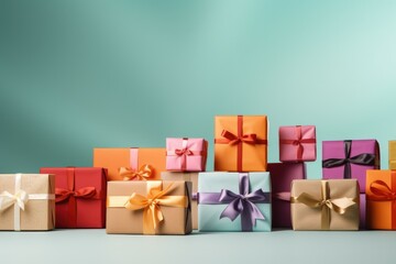 Colorful gift box binding with color Ribbon and blur background Ai generated