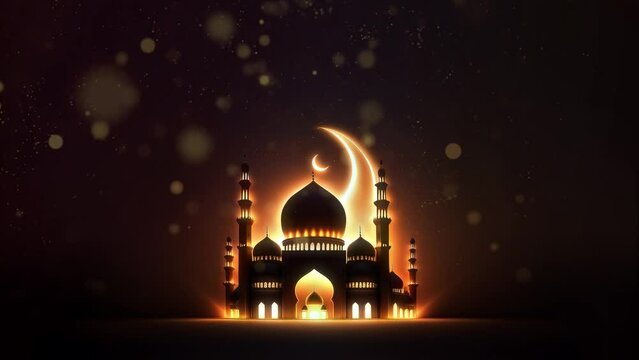 mosque at night with bokeh
