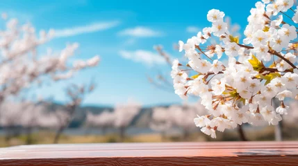 Tuinposter 桜とテーブル © Ukiuki-tsuguri
