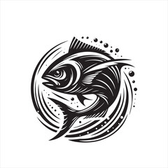 Liquid Ballet: Subtle Fish Silhouette, a Dance of Shadows in the Silent Abyss of Oceanic Serenity
