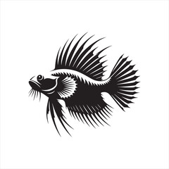 Submerged Shadows: Ethereal Fish Silhouette, a Dance of Fins in the Depths of Aquatic Serenity
