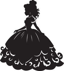 Princess line art silhouette Illustration Vector