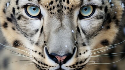 A captivating close-up of a snow leopard's ears, showcasing their intricate markings.