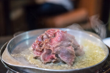 Grill Meat Steak Barbecue on the pan