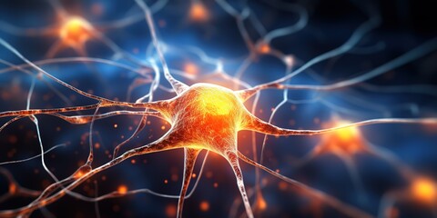 an illustration of glowing human nerves. generative AI - obrazy, fototapety, plakaty