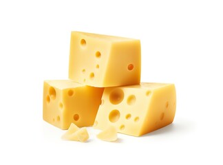 hollow cheese slices on white background. generative AI