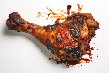 photo of grilled chicken thighs on a white background. generative Ai