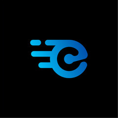 Letter E Fast Logo design concept. Letter E technology vector logo design.