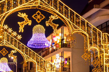 Tha Phae Street Decorated with Colorful lights for Christmas Celebration and Happy New Year in...