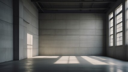 Large empty space with blank textured concrete wall from Generative AI
