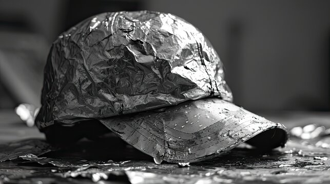 Aluminum Foil Hat Isolated Wrinkled Aluminium, Comic background, Background Banner
