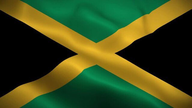 Jamaica flag waving animation, perfect loop, official colors, 4K video