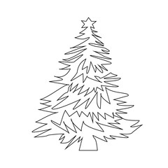 Obraz premium Christmas tree single line illustration vector design