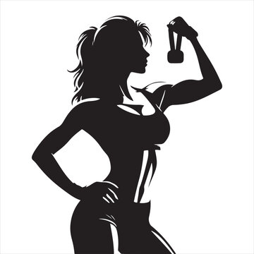 Yoga Poses, Strength Training, and Cardio Workouts Depicted with Gym Woman Silhouette Conveying the Dynamism and Beauty of Fitness - Silhouette of Fitness
