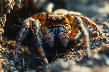 Close-up of a Wolf Spider living in its natural habitat