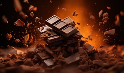 Stack of chocolates on a black background