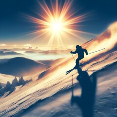 A person skiing in the snow