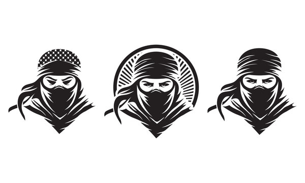 Warrior silhouette logo variations. Warrior head logo. Gaming logo, Ninja logo