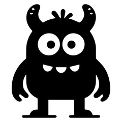 Obraz premium minimal carton funny monster Doodle character, vector silhouette, black color silhouette