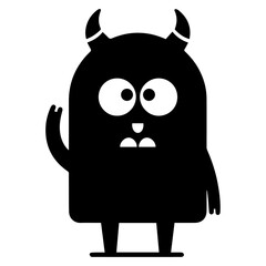 minimal carton funny monster Doodle character, vector silhouette, black color silhouette