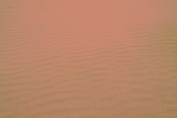 Fototapeta na wymiar Pink orange background made of Wavy desert sand texture. Fine beach sand. Color Of The Year 2024 - Peach Fuzz.