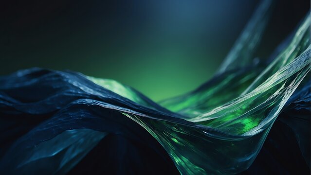 Banner with a dark green gradient abstract crystal texture background from Generative AI