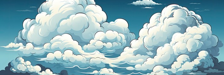 Two White Clouds Inscription Hello, Comic background, Background Banner