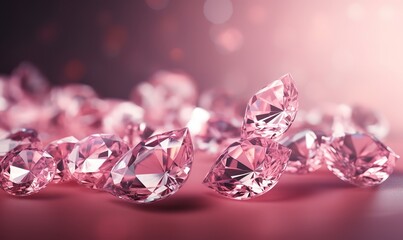 a collection of expensive and luxurious pink gems on a bokeh light background. generative Ai