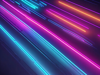 Realistic neon lights background image. Ai generated.